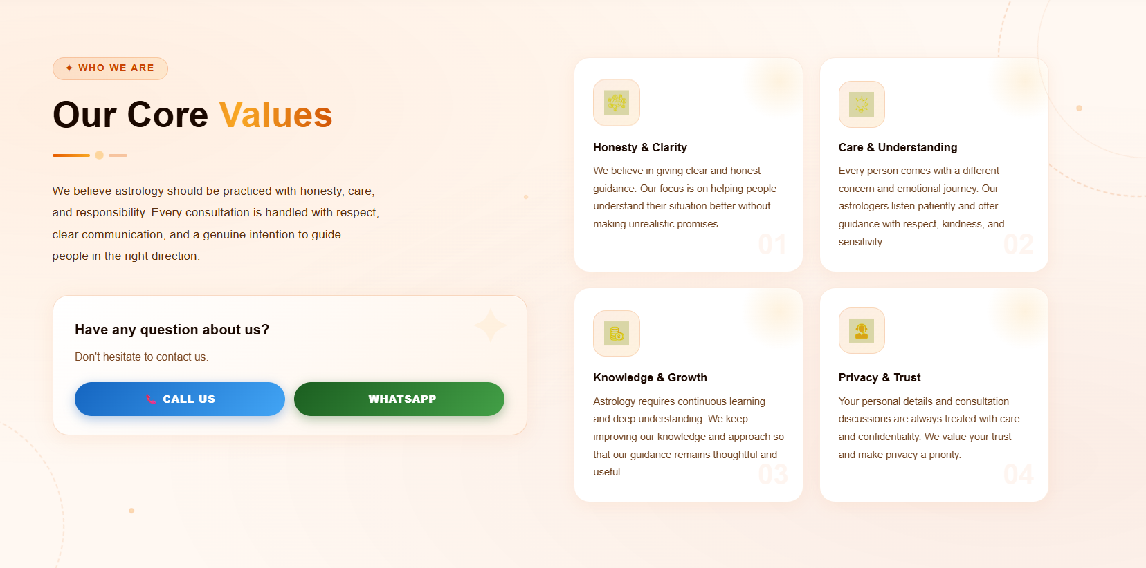 Core Values Section