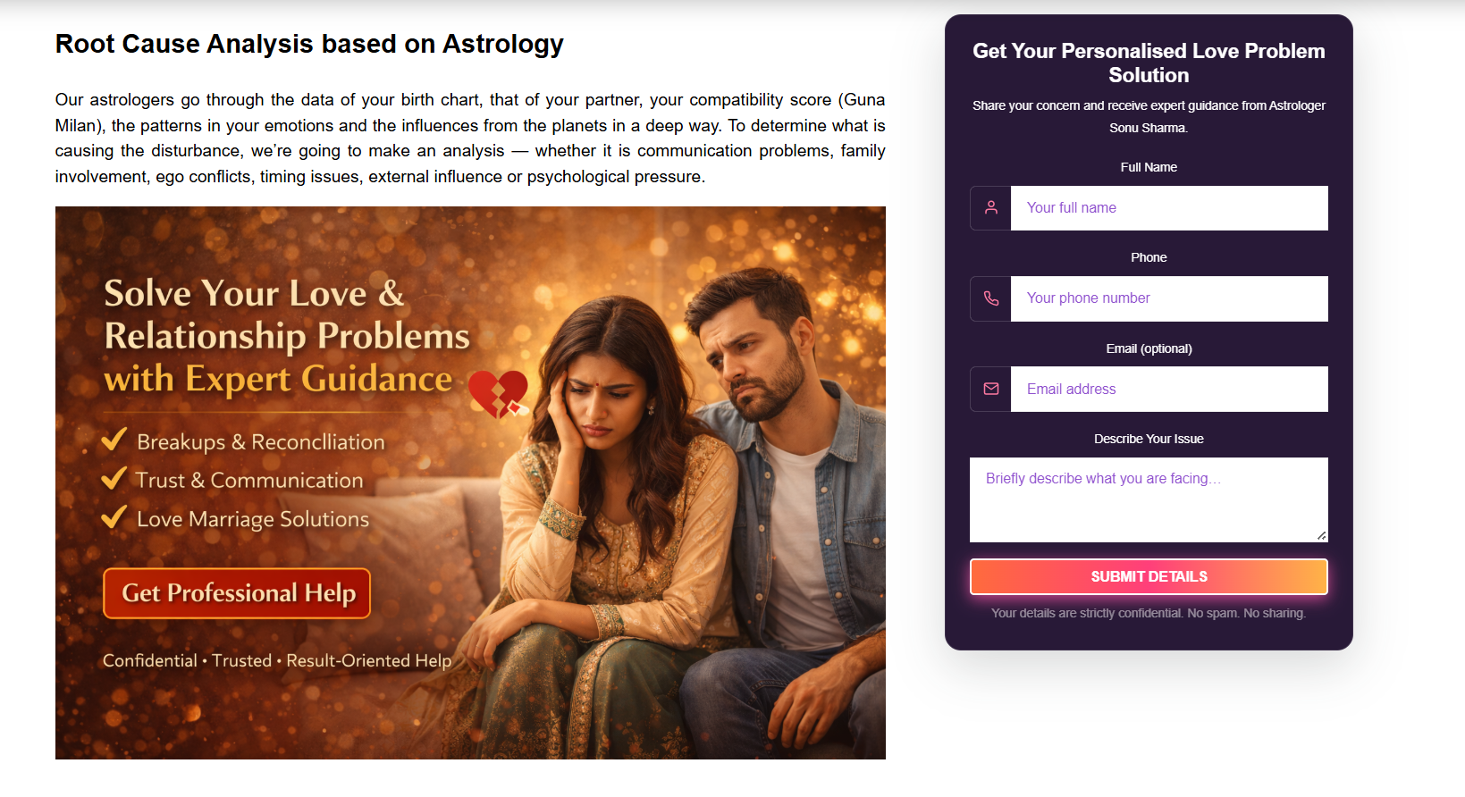 Love Problem Service Page