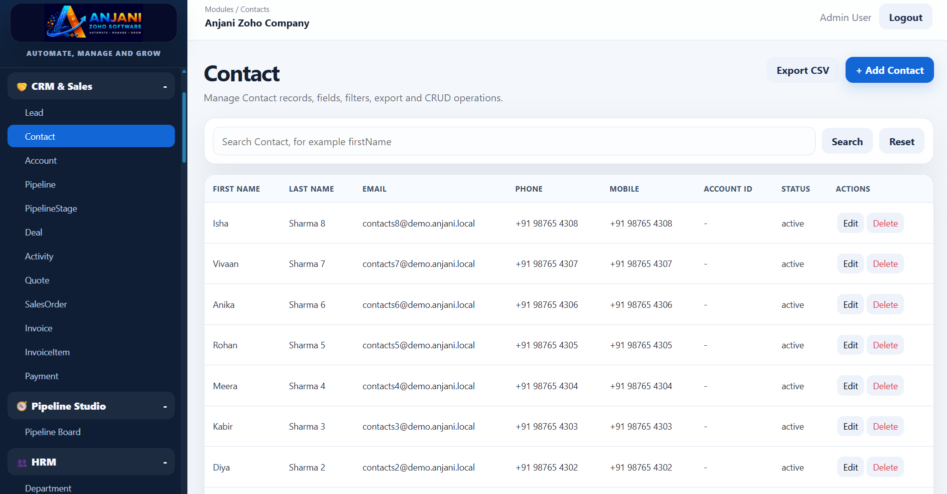 CRM Contact Module
